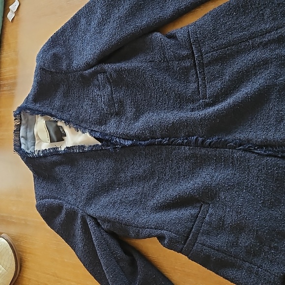 VINTAGE MALENE BIRGER FRINGED LINEN BLEND  BLAZER - Picture 15 of 16